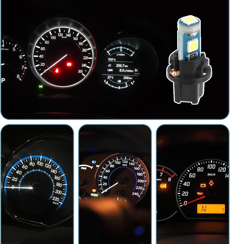 TNJPSEK 30 Sets T5 LED Instrument Cluster Bulbs with Twist Socket, Dash LED Lights for Automotive Panel Gauge Shift Indicator Map Dome (White Light) - Image 3